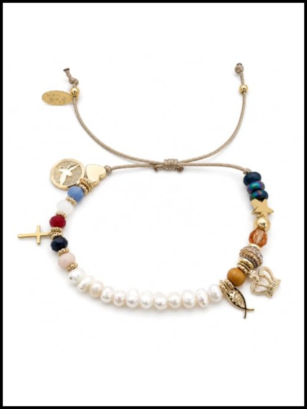 Christian Inspirational Charm Bracelet Handmade Story of Jesus Adjustable Waxed